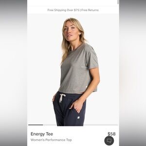 Vuori gray energy tee- size large- gray